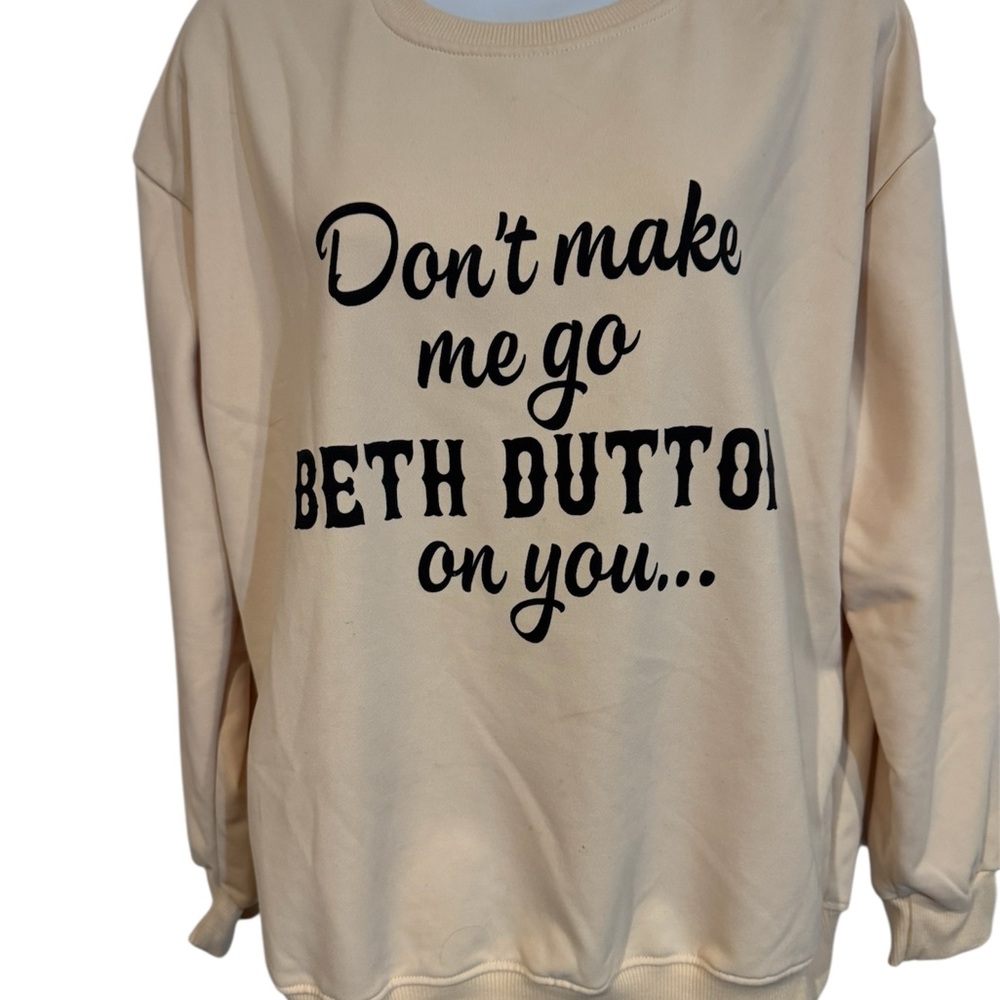 Source Unknown Cream Sweatshirt with Black Text